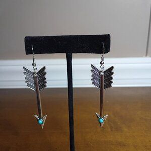 Western Turquoise Arrow Earrings Cowgirl Southwestern Boho Dangle